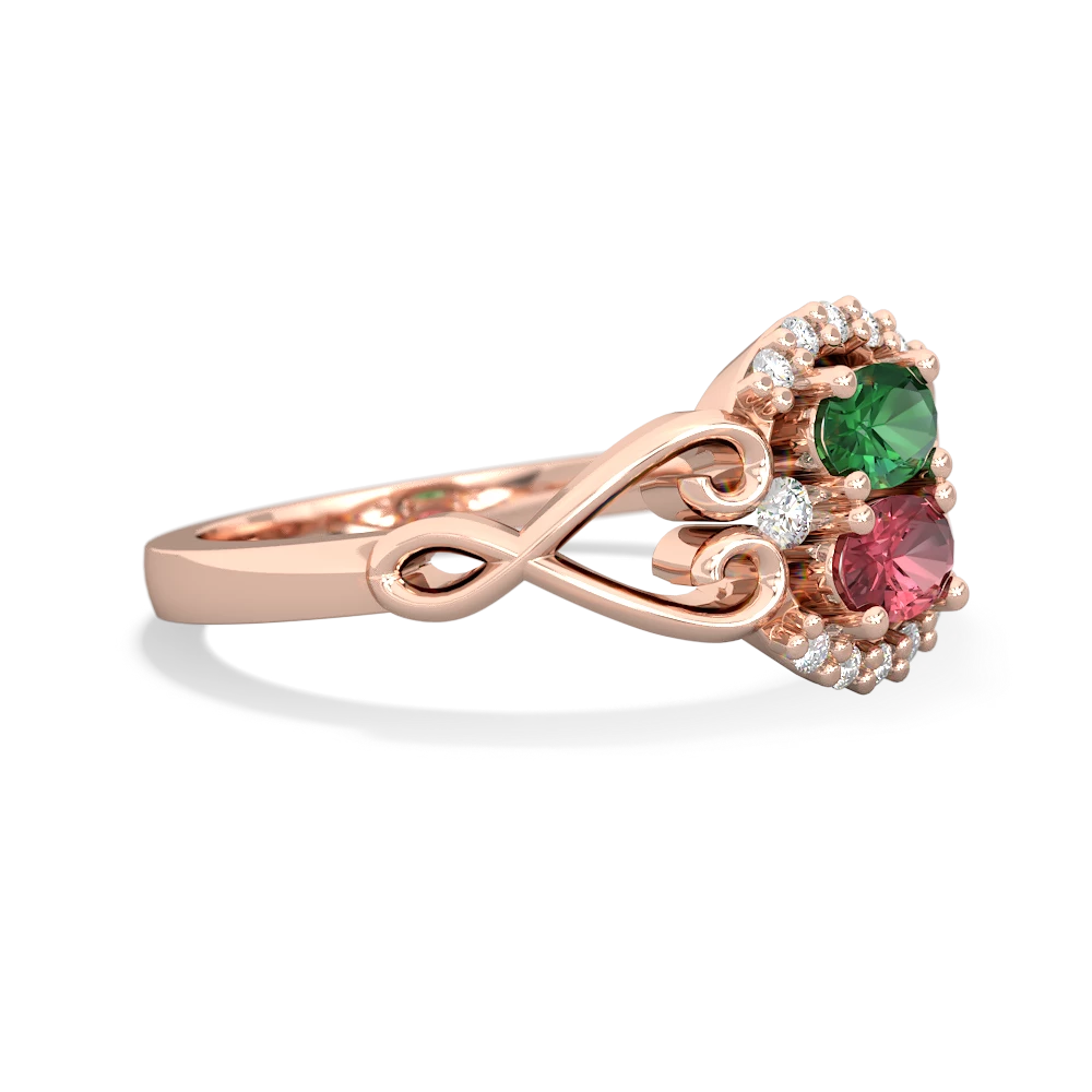 Lab Emerald Love Nest 14K Rose Gold ring R5860