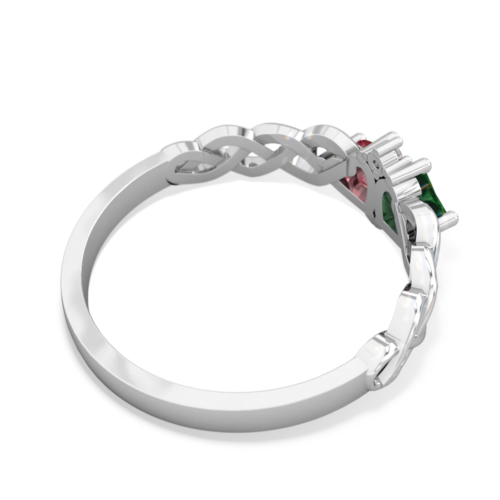 Lab Emerald Heart To Heart Braid 14K White Gold ring R5870