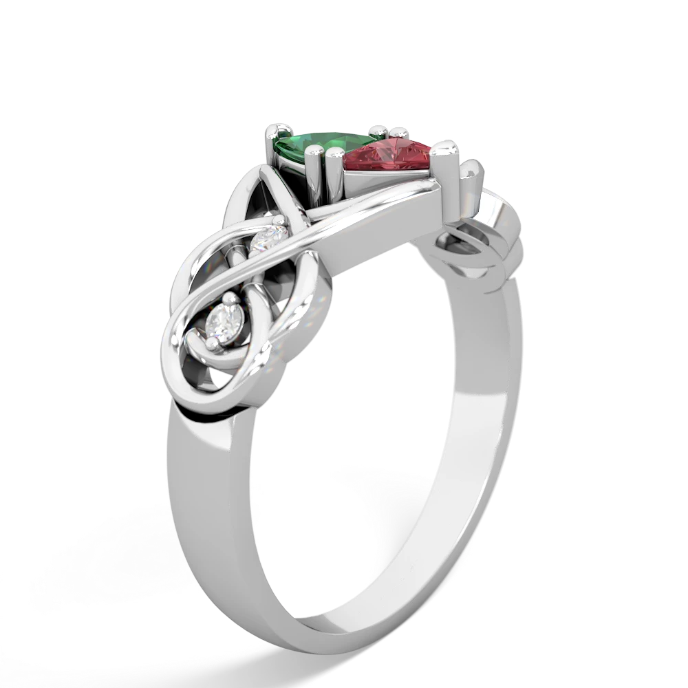 Lab Emerald Keepsake Celtic Knot 14K White Gold ring R5300