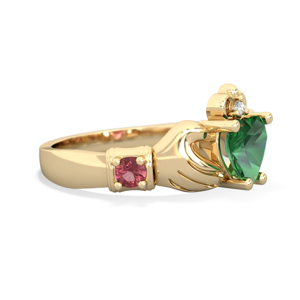 Lab Emerald Claddagh Keepsake 14K Yellow Gold ring R5245