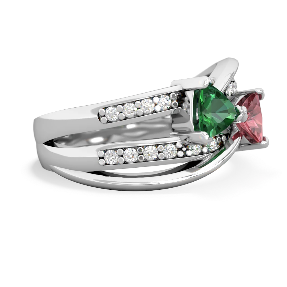 Lab Emerald Bowtie 14K White Gold ring R2360