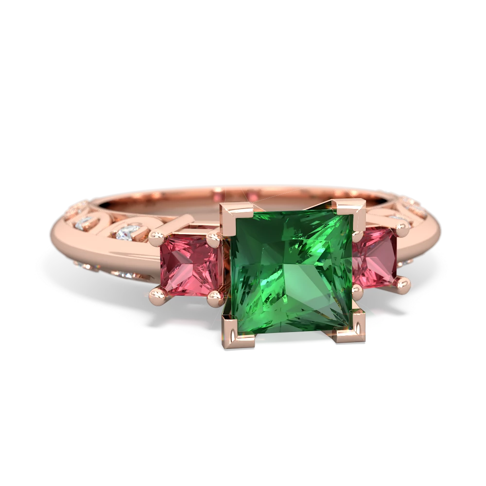 Lab Emerald Eternal Embrace Engagement 14K Rose Gold ring C2001