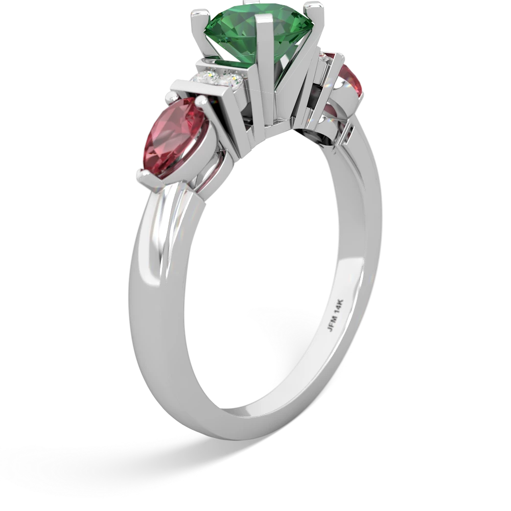 Lab Emerald 6Mm Round Eternal Embrace Engagement 14K White Gold ring R2005