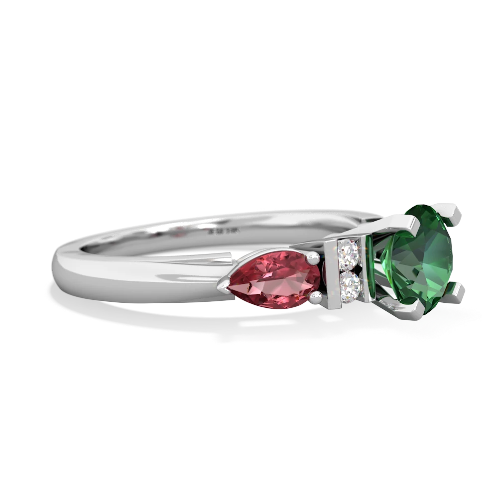 Lab Emerald 6Mm Round Eternal Embrace Engagement 14K White Gold ring R2005