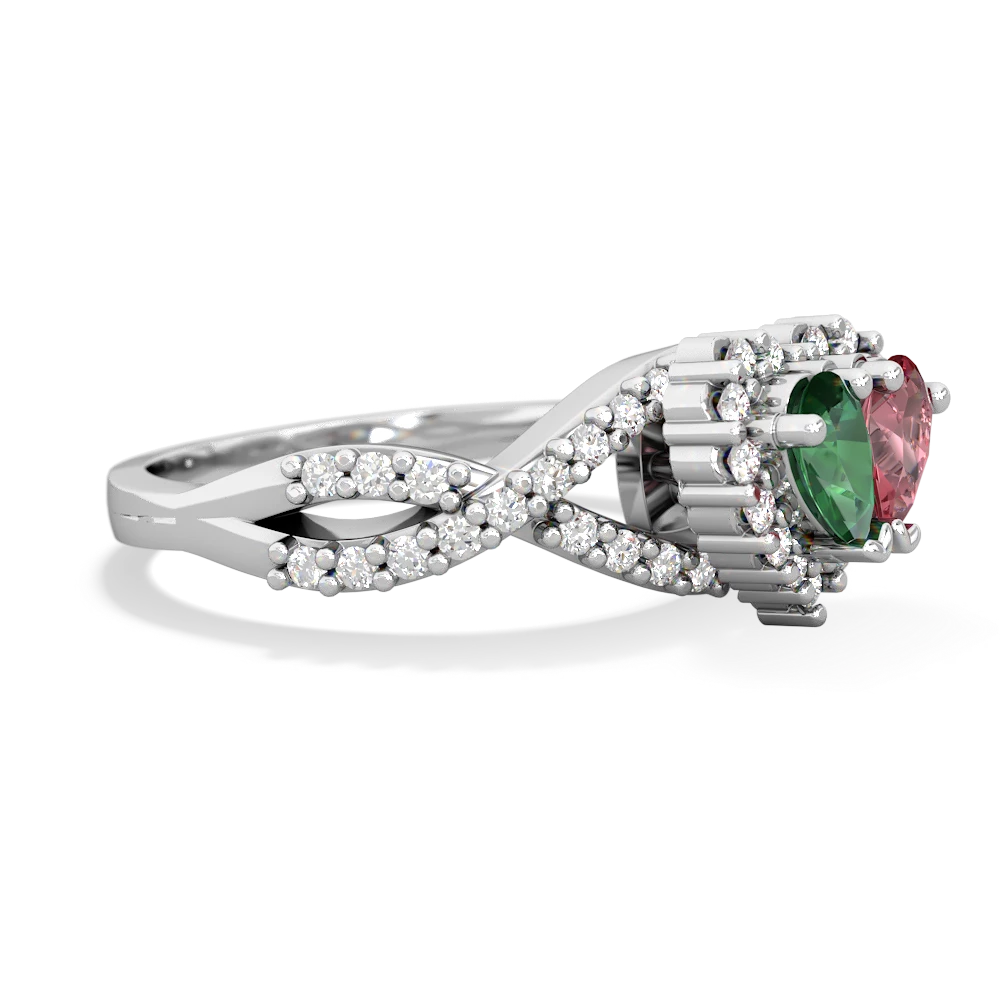 Lab Emerald Diamond Twist 'One Heart' 14K White Gold ring R2640HRT