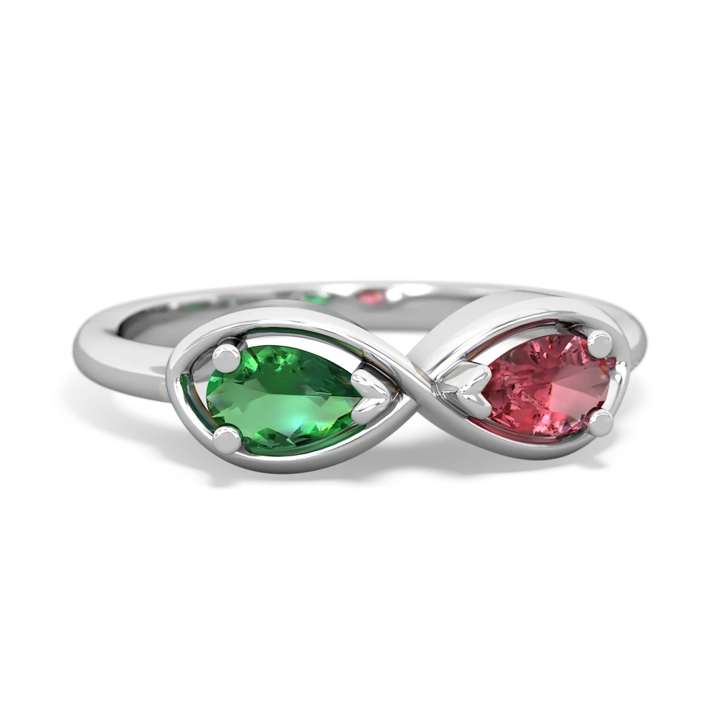 Lab Emerald Infinity 14K White Gold ring R5050