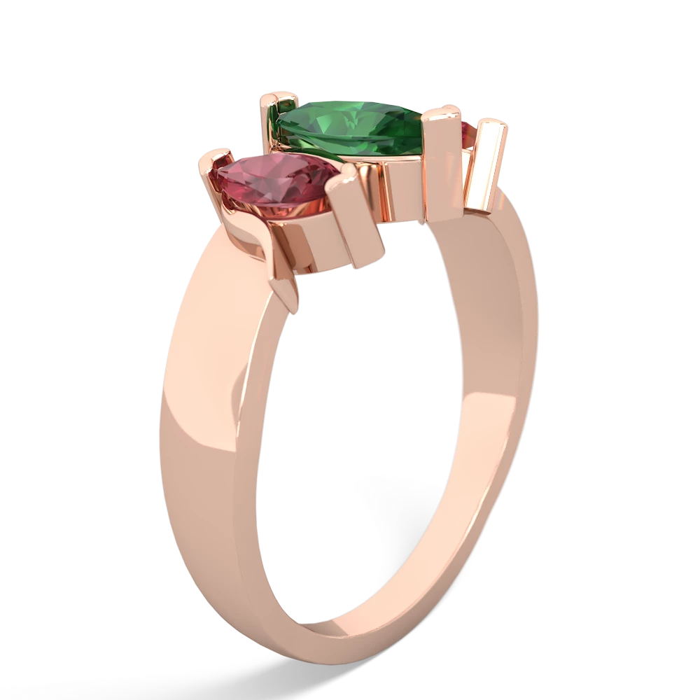 Lab Emerald Three Peeks 14K Rose Gold ring R2433