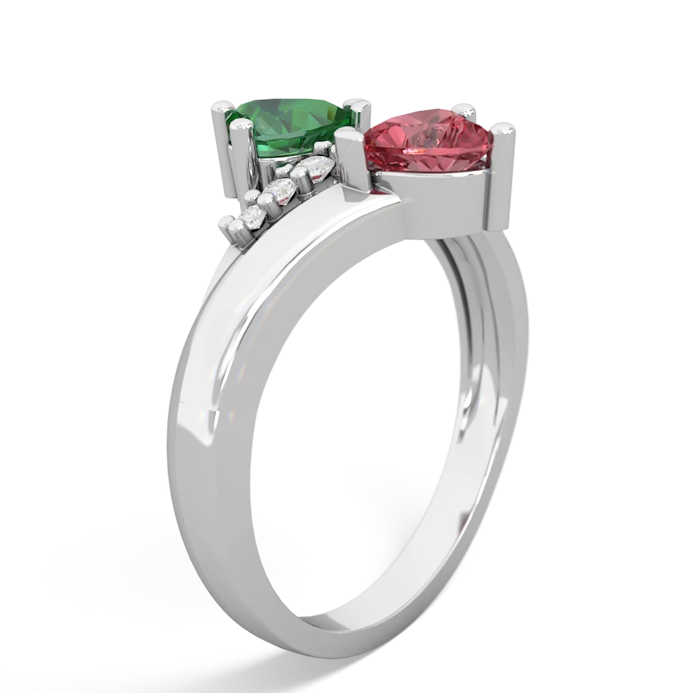 Lab Emerald Heart To Heart 14K White Gold ring R2064