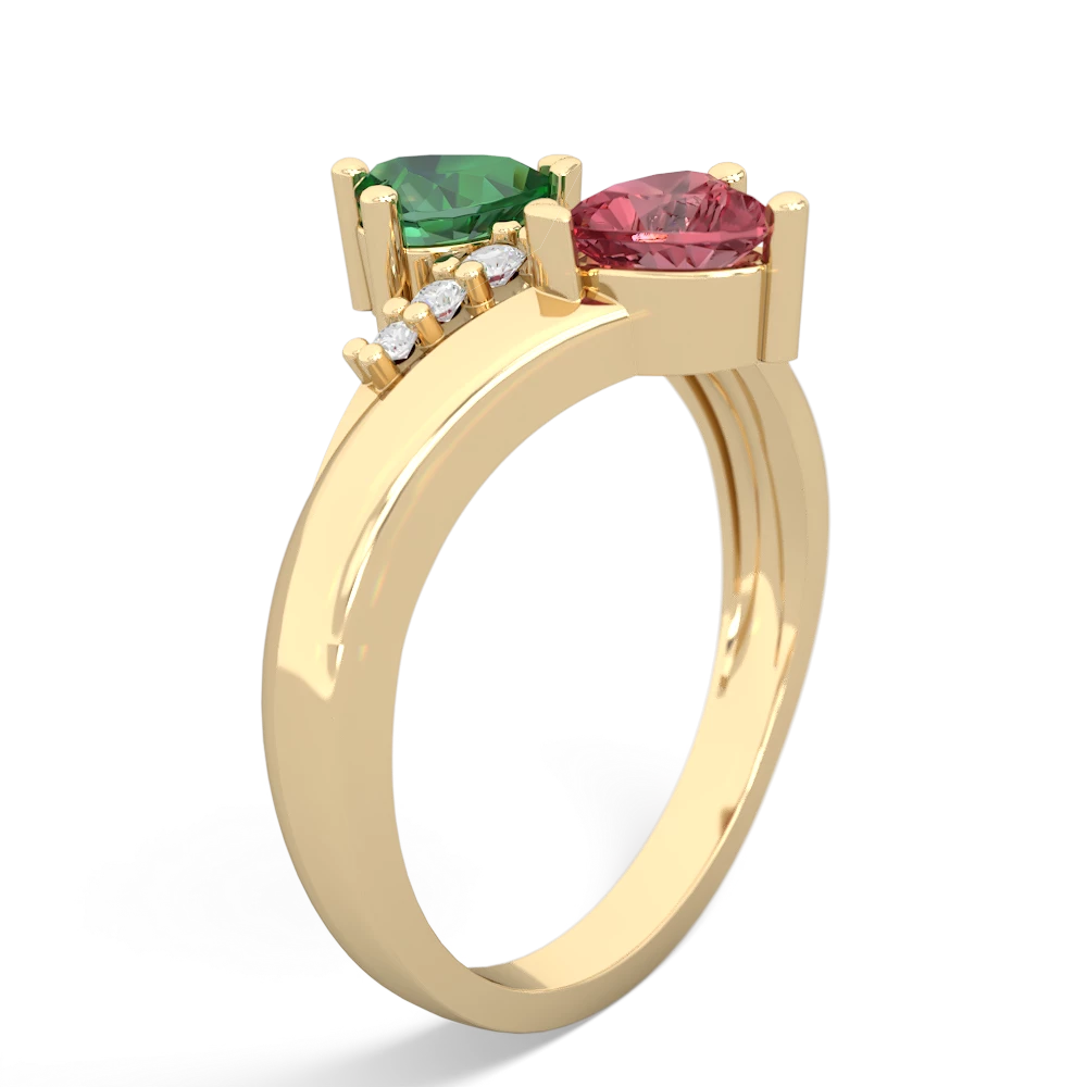 Lab Emerald Heart To Heart 14K Yellow Gold ring R2064