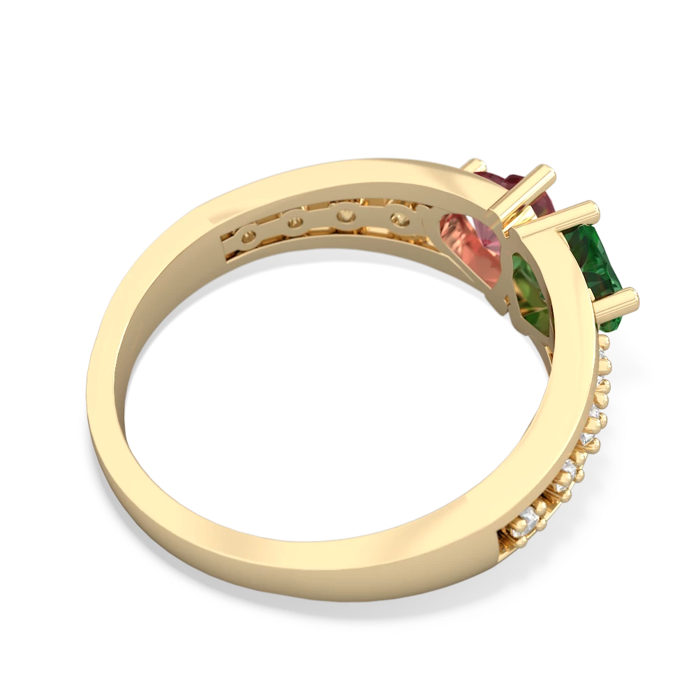 Lab Emerald Heart To Heart 14K Yellow Gold ring R3342