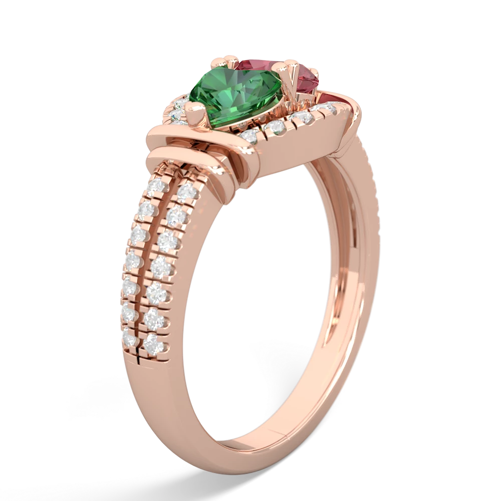 Lab Emerald Art-Deco Keepsake 14K Rose Gold ring R5630