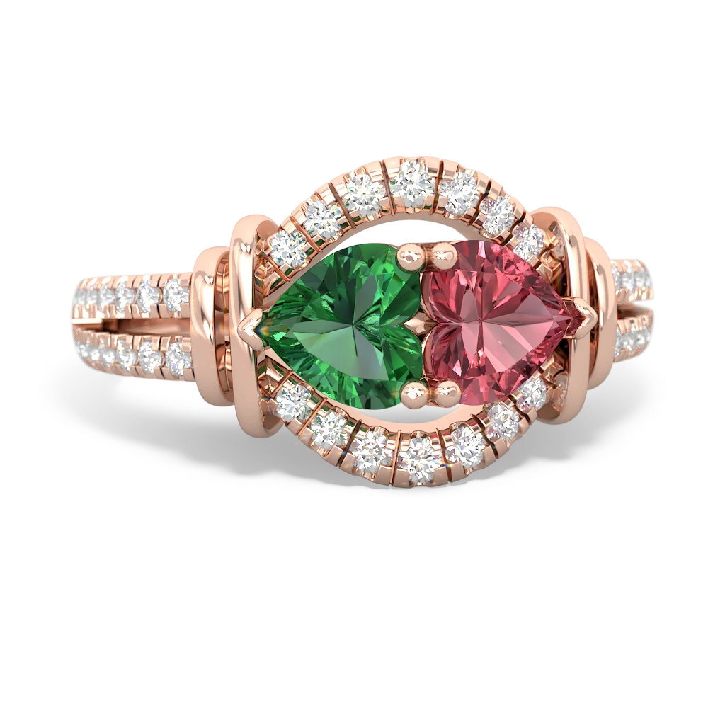 Lab Emerald Art-Deco Keepsake 14K Rose Gold ring R5630