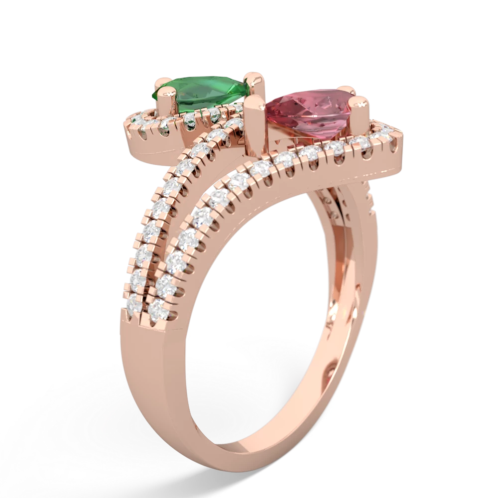 Lab Emerald Diamond Dazzler 14K Rose Gold ring R3000