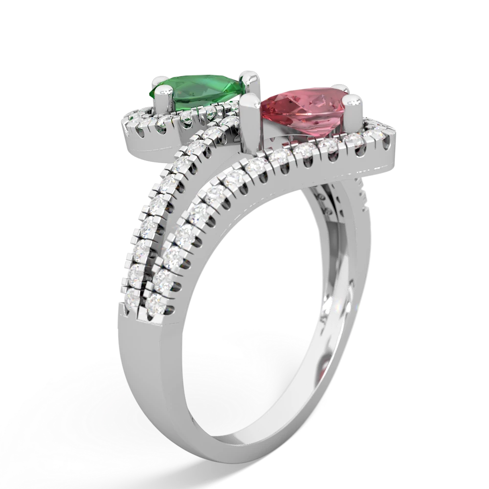 Lab Emerald Diamond Dazzler 14K White Gold ring R3000