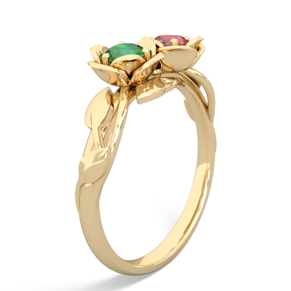 Lab Emerald Rose Garden 14K Yellow Gold ring R5510