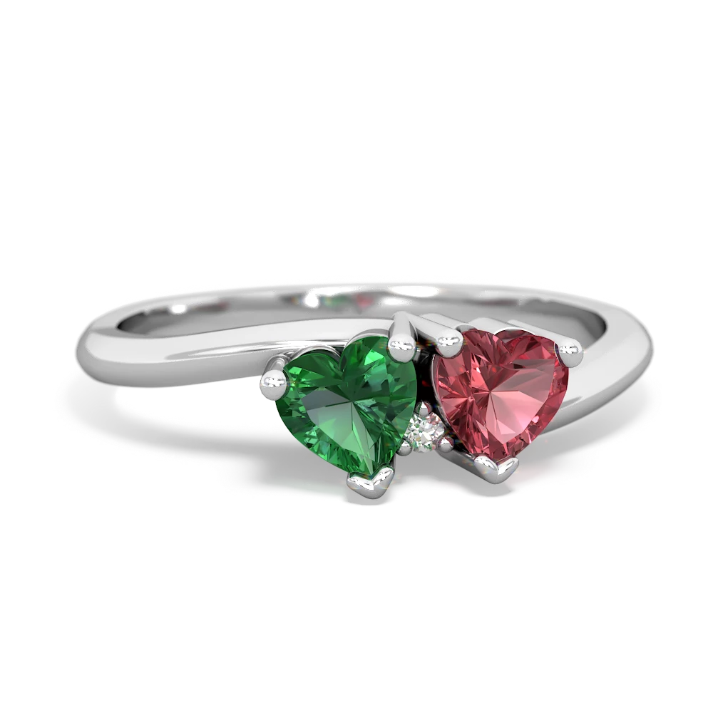 Lab Emerald Sweethearts 14K White Gold ring R5260