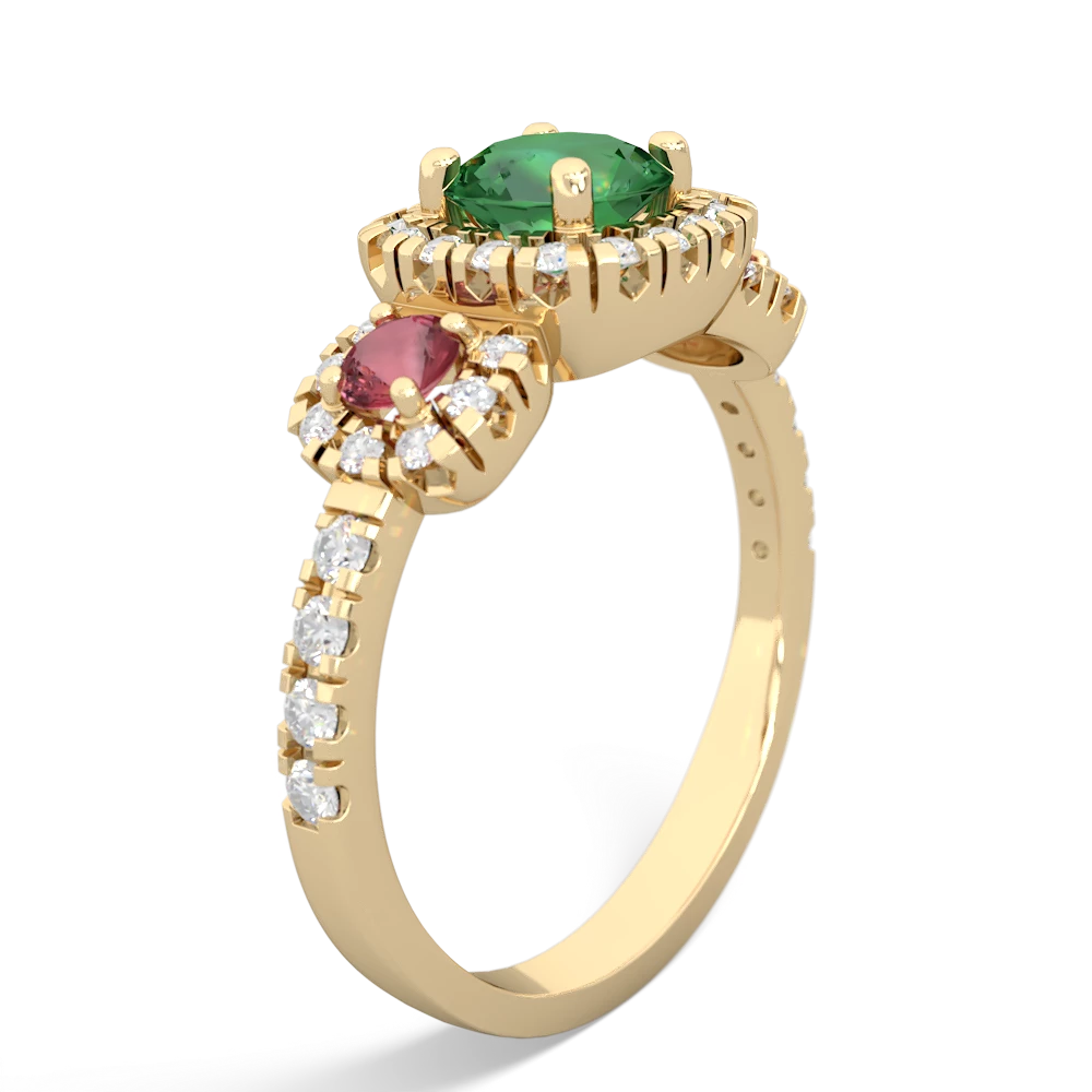 Lab Emerald Regal Halo 14K Yellow Gold ring R5350