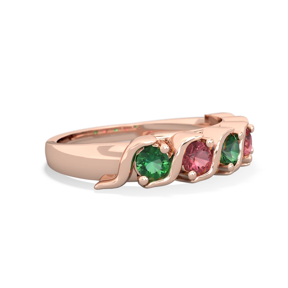 Lab Emerald Anniversary Band 14K Rose Gold ring R2089