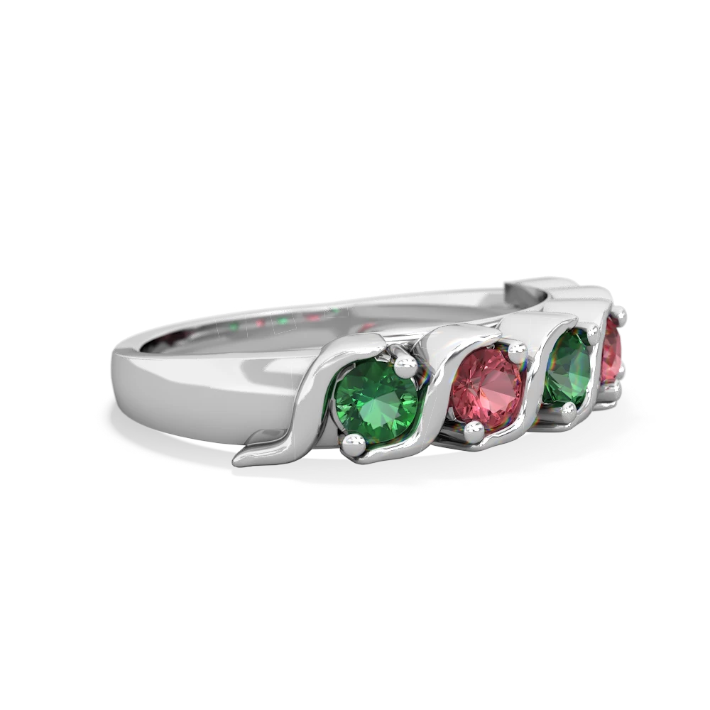 Lab Emerald Anniversary Band 14K White Gold ring R2089