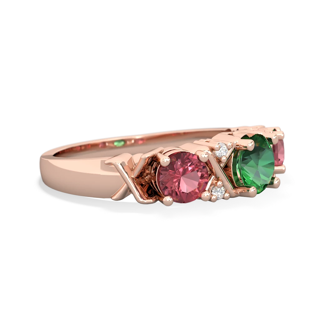 Lab Emerald Hugs And Kisses 14K Rose Gold ring R5016