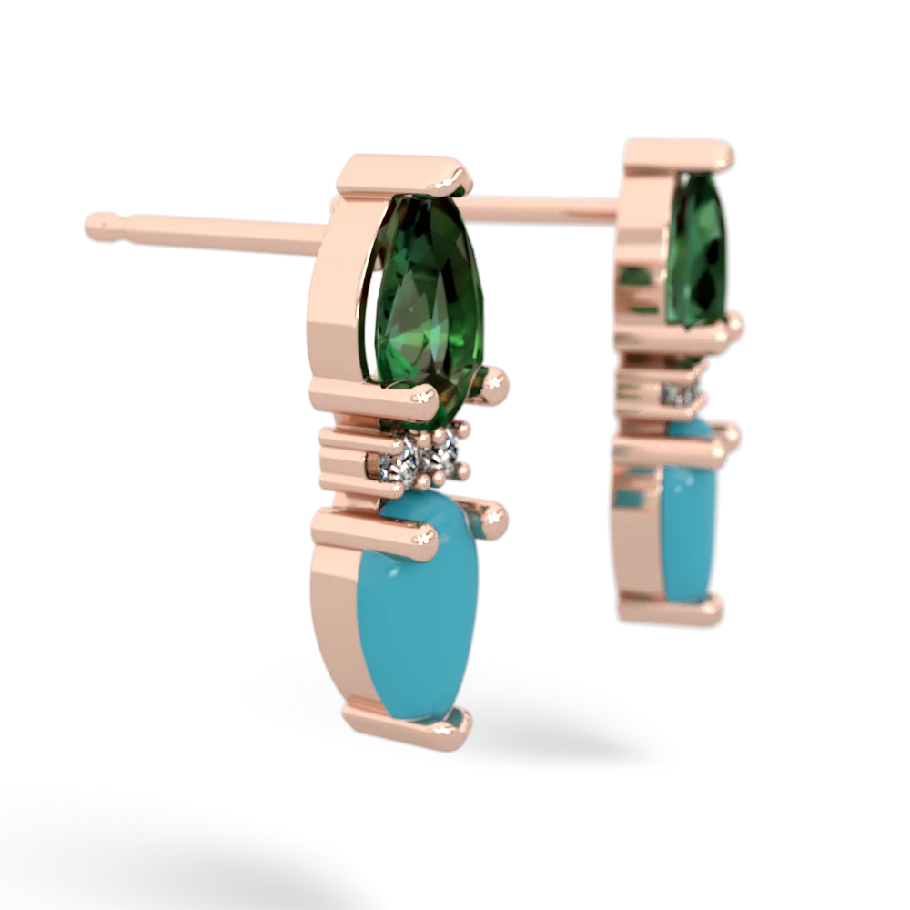Lab Emerald Bowtie Drop 14K Rose Gold earrings E0865