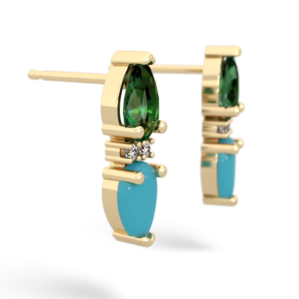 Lab Emerald Bowtie Drop 14K Yellow Gold earrings E0865