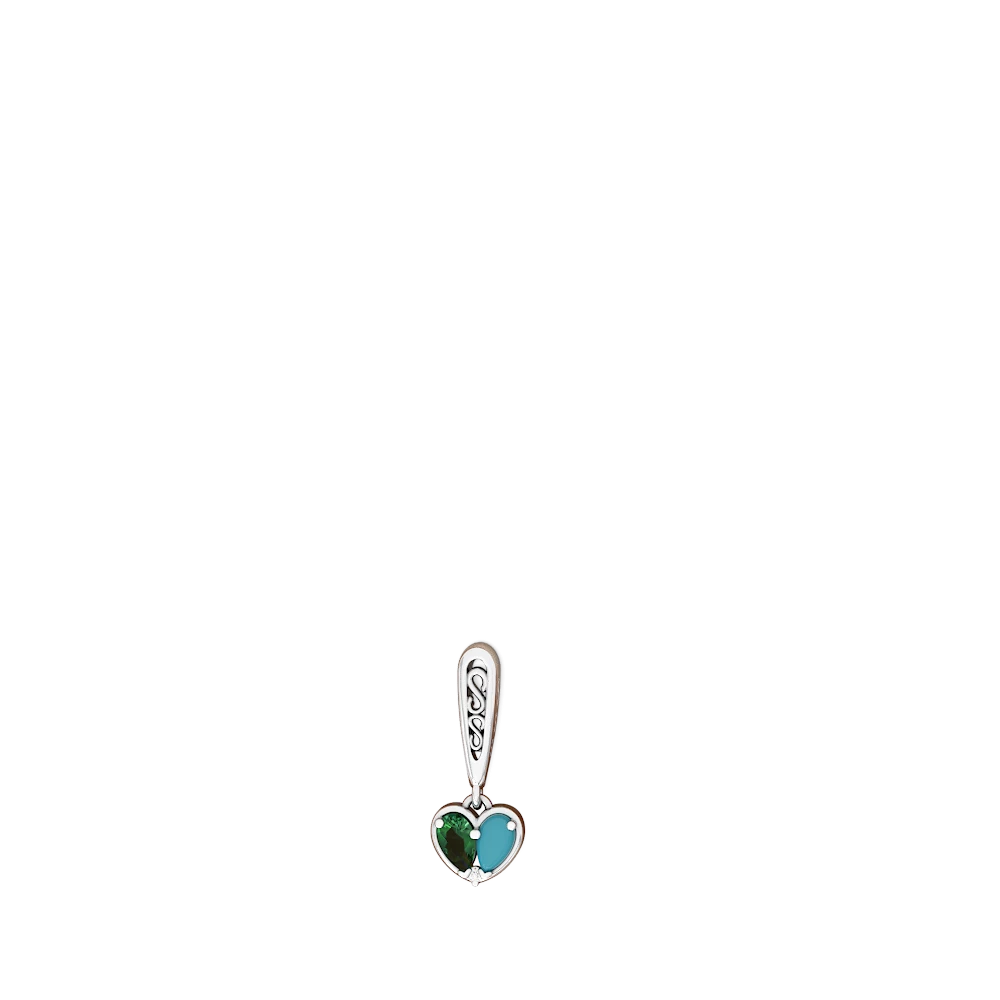 Lab Emerald Filligree Heart 14K White Gold earrings E5070