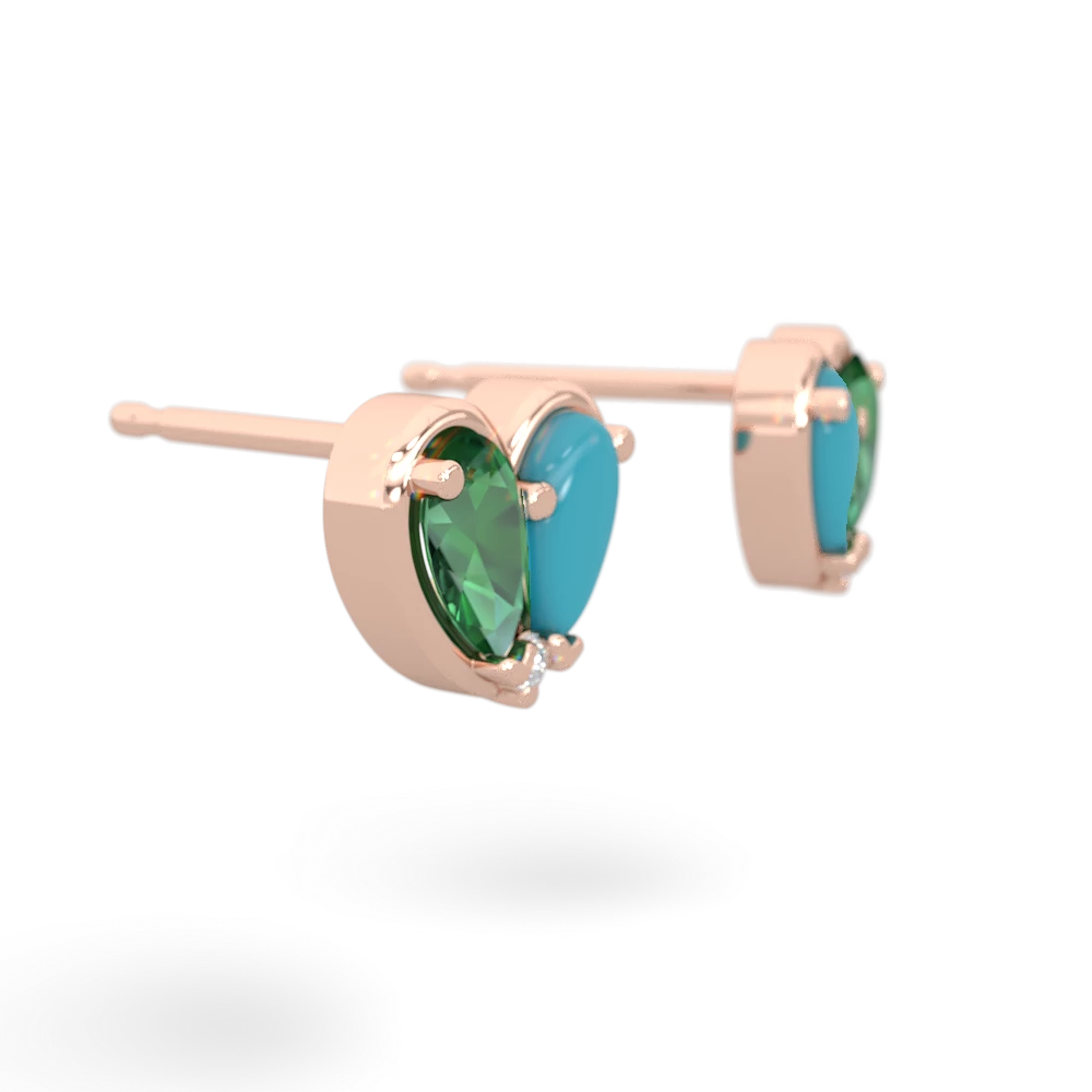 Lab Emerald 'Our Heart' 14K Rose Gold earrings E5072