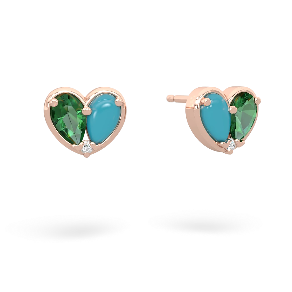 Lab Emerald 'Our Heart' 14K Rose Gold earrings E5072