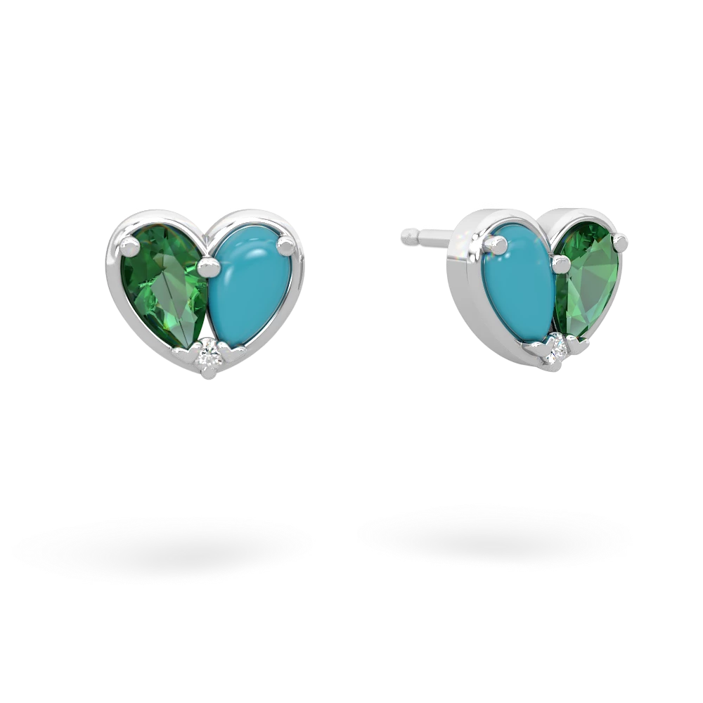 Lab Emerald 'Our Heart' 14K White Gold earrings E5072