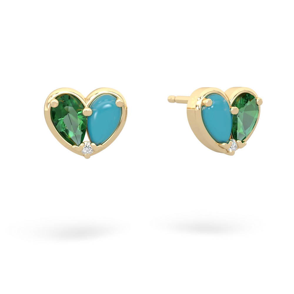 Lab Emerald 'Our Heart' 14K Yellow Gold earrings E5072