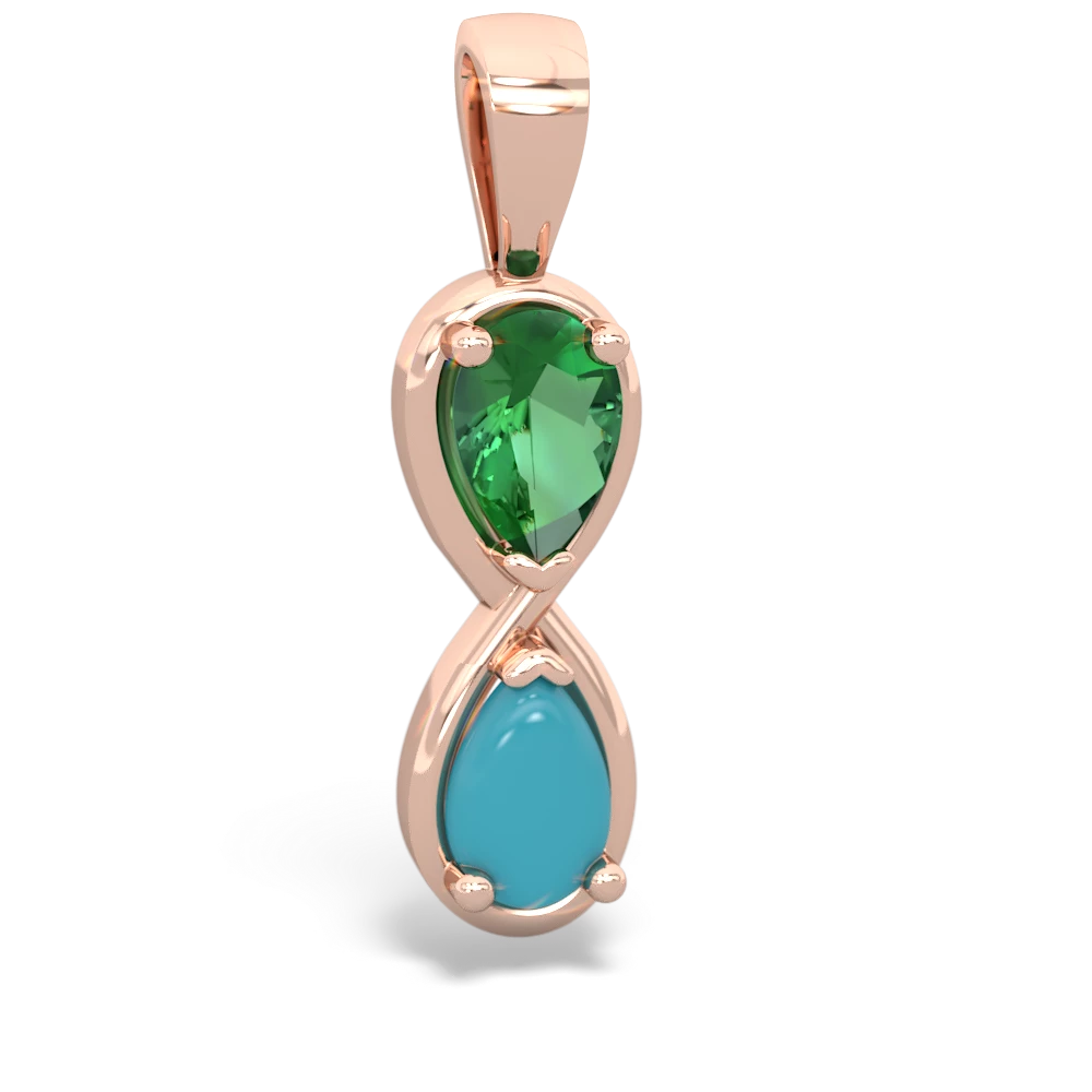 Lab Emerald Infinity 14K Rose Gold pendant P5050