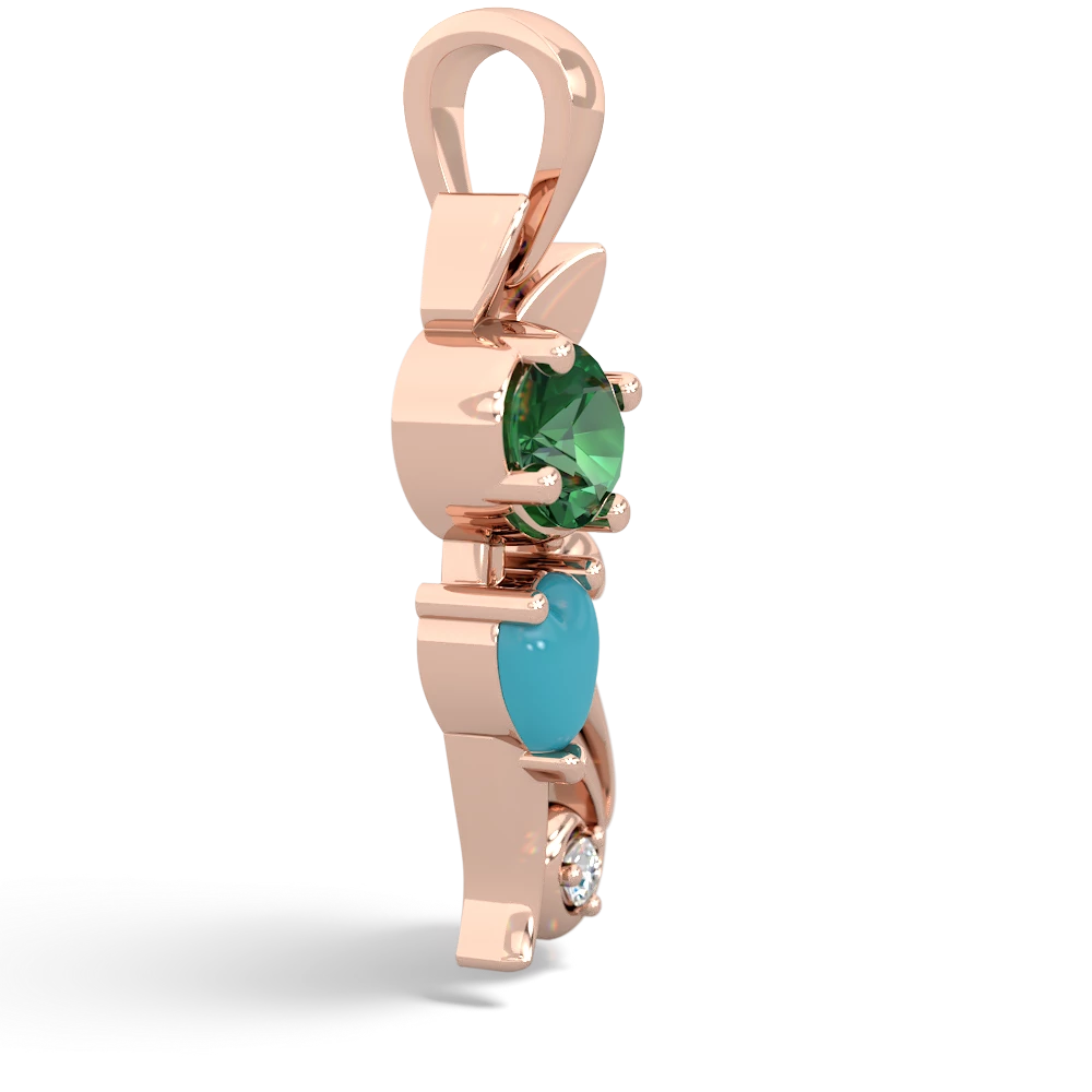 Lab Emerald Kitten 14K Rose Gold pendant P5780