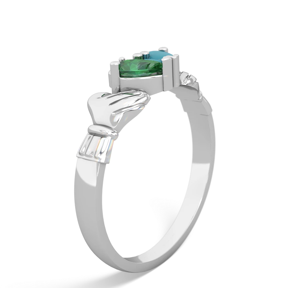 Lab Emerald 'Our Heart' Claddagh 14K White Gold ring R2388