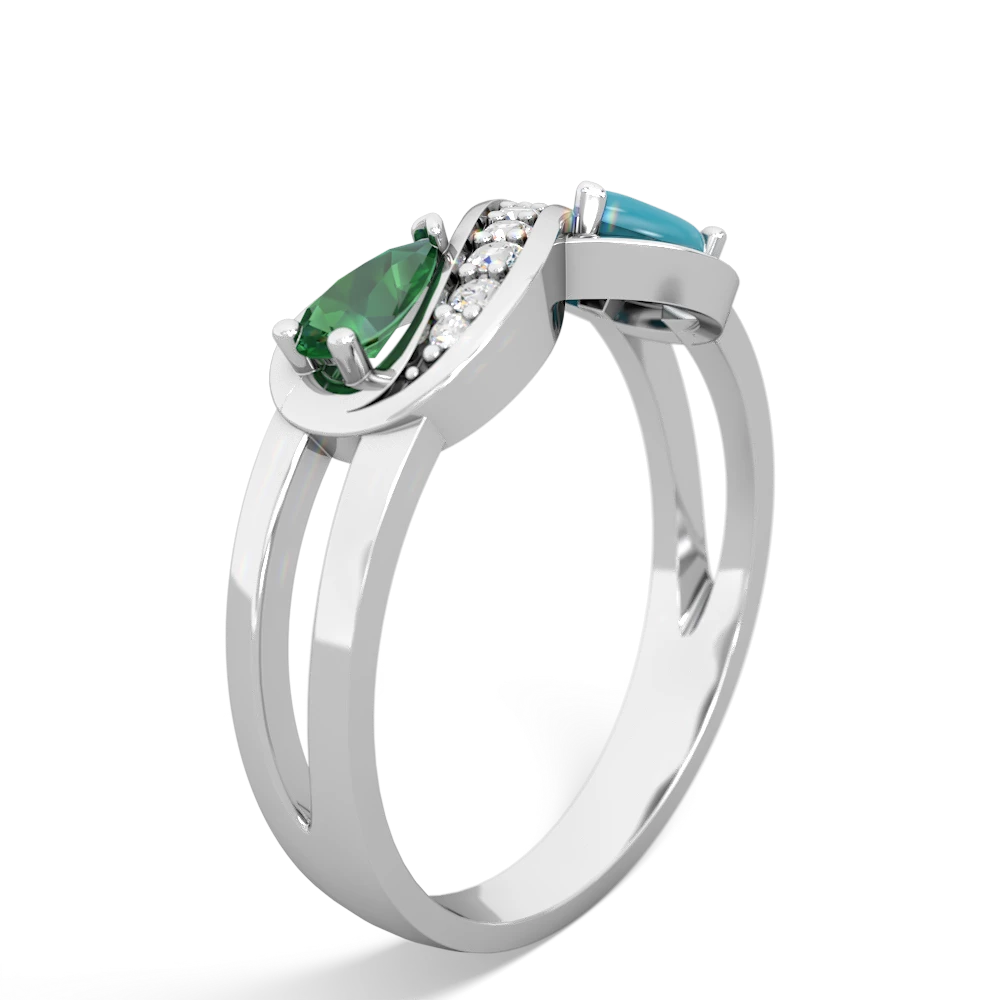 Lab Emerald Diamond Infinity 14K White Gold ring R5390