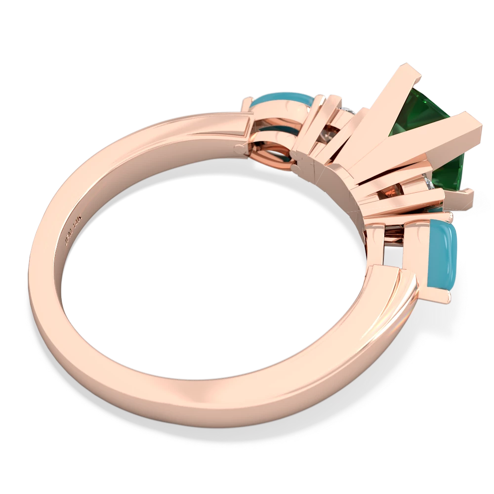 Lab Emerald 6Mm Princess Eternal Embrace Engagement 14K Rose Gold ring C2002