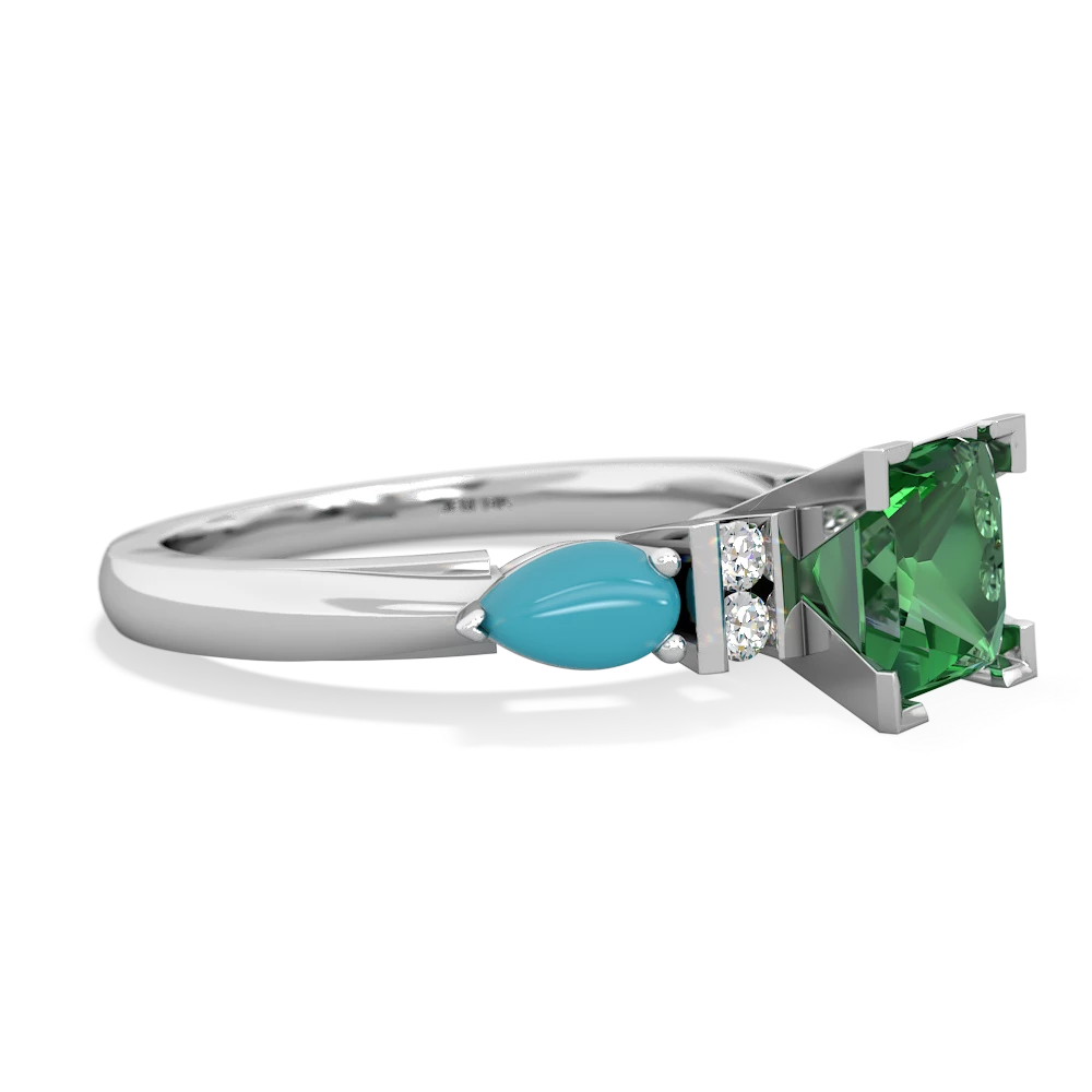 Lab Emerald 6Mm Princess Eternal Embrace Engagement 14K White Gold ring C2002