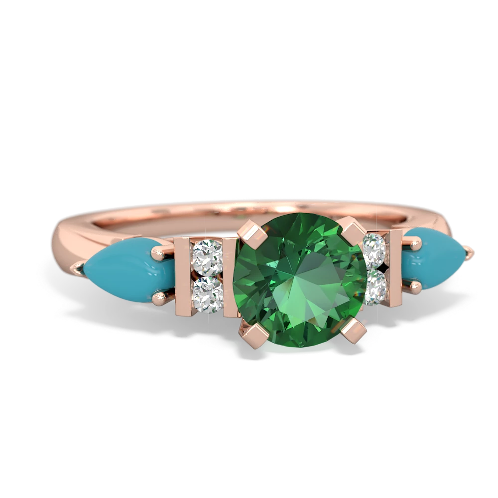 Lab Emerald 6Mm Round Eternal Embrace Engagement 14K Rose Gold ring R2005