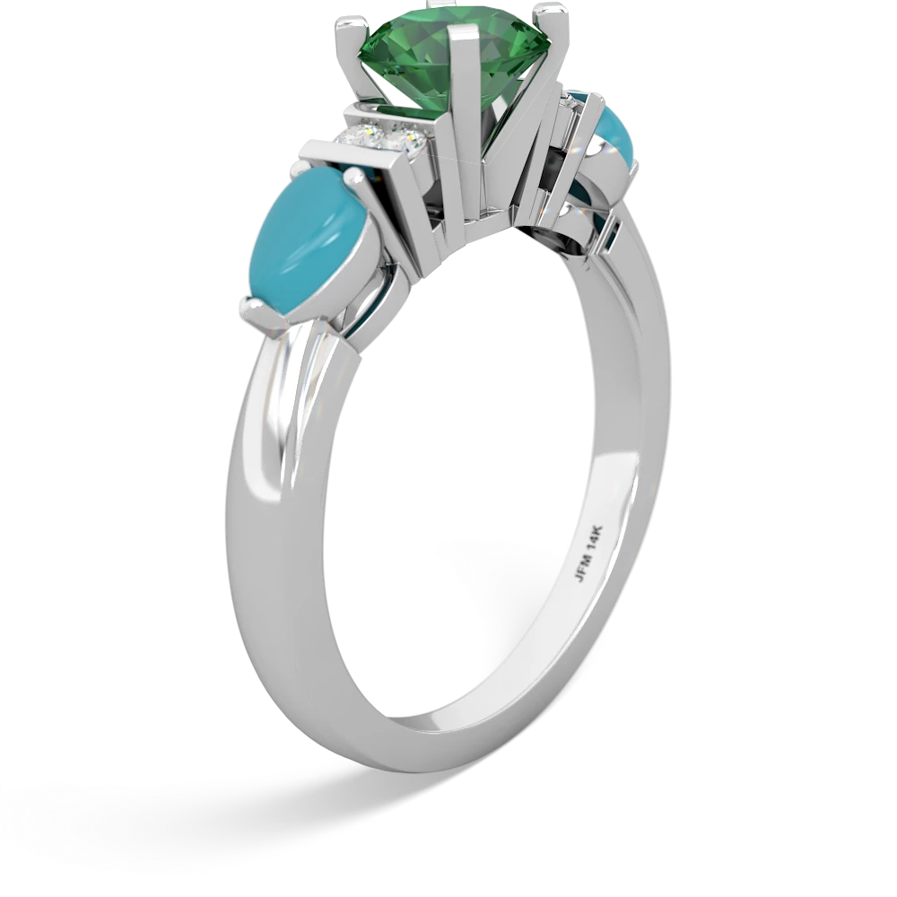 Lab Emerald 6Mm Round Eternal Embrace Engagement 14K White Gold ring R2005