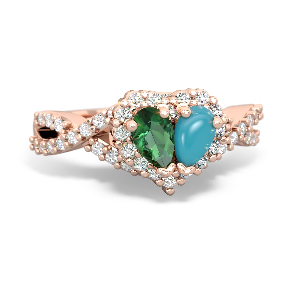 Lab Emerald Diamond Twist 'One Heart' 14K Rose Gold ring R2640HRT