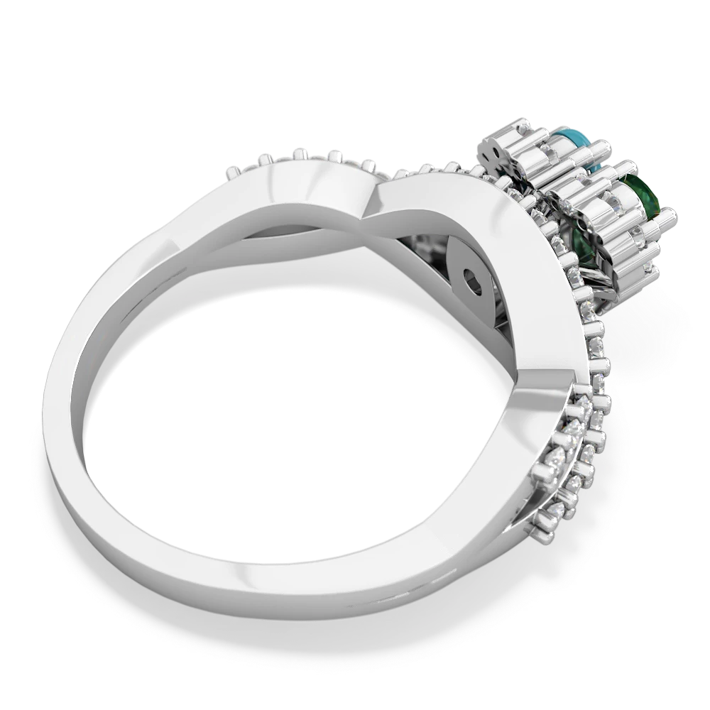 Lab Emerald Diamond Twist 'One Heart' 14K White Gold ring R2640HRT