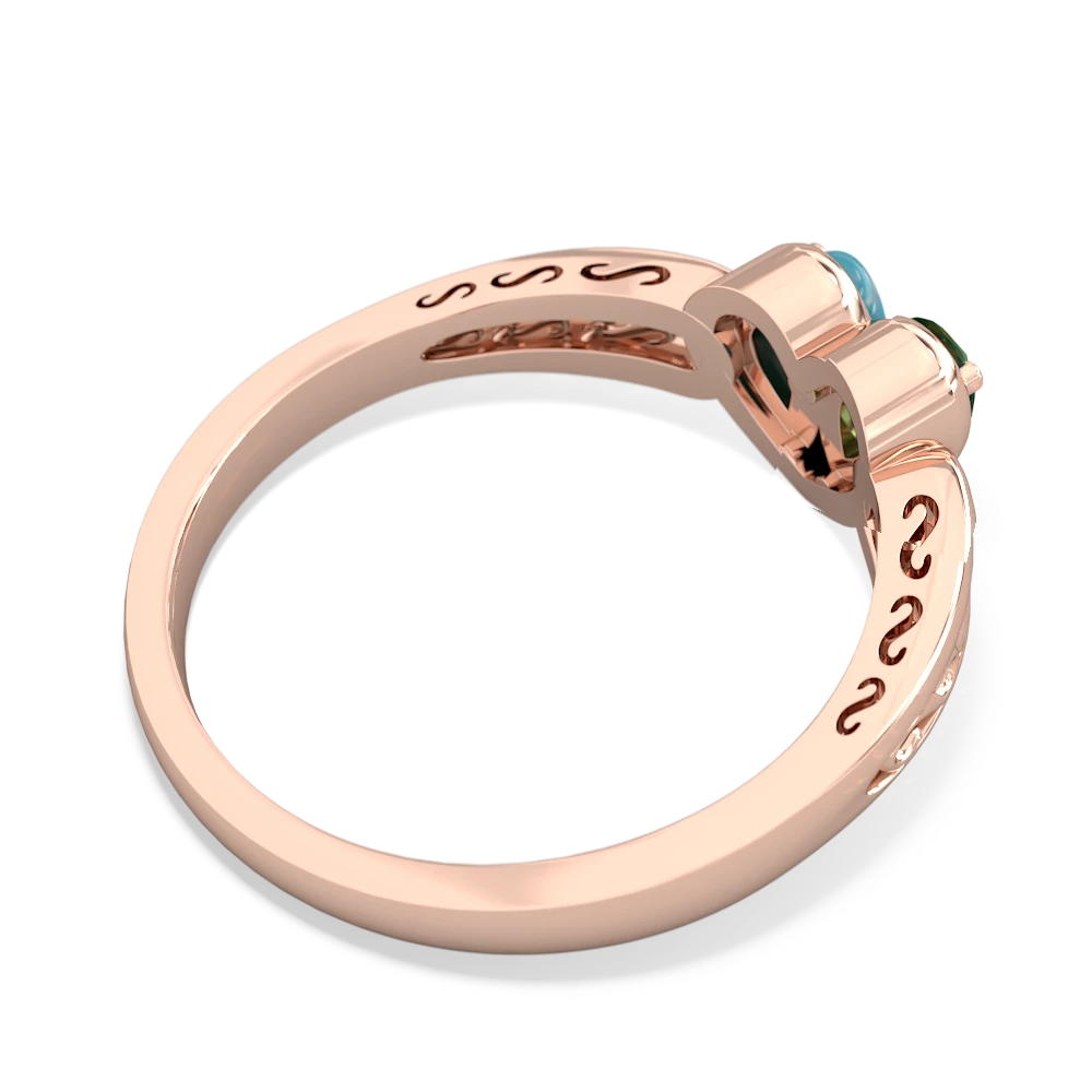 Lab Emerald Filligree 'One Heart' 14K Rose Gold ring R5070