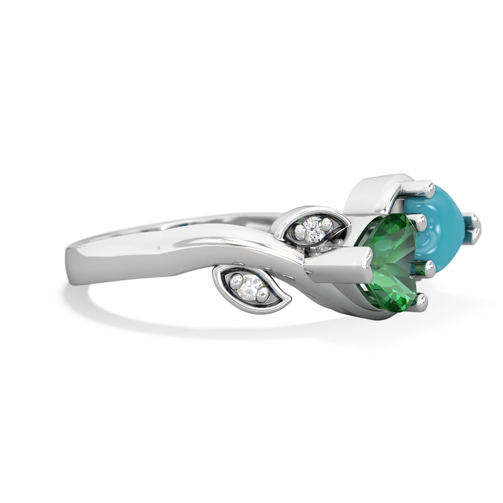 Lab Emerald Floral Elegance 14K White Gold ring R5790