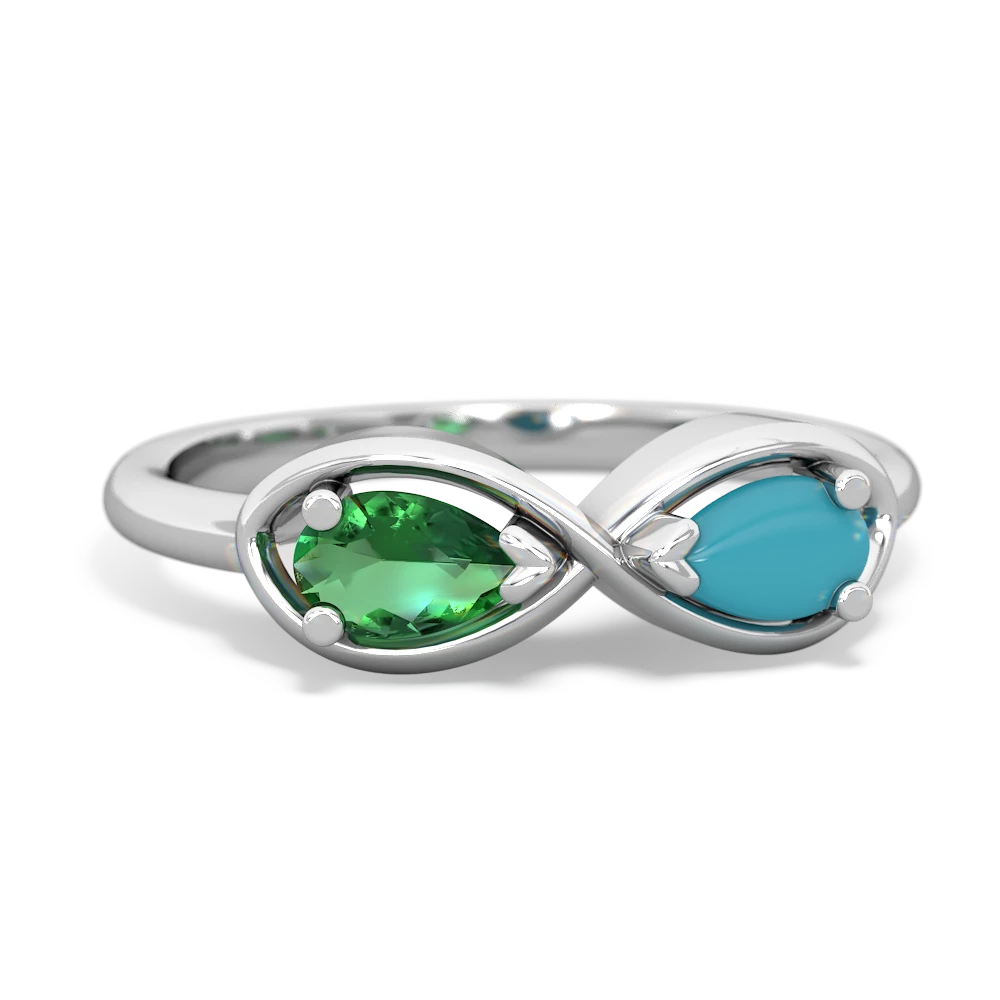 Lab Emerald Infinity 14K White Gold ring R5050