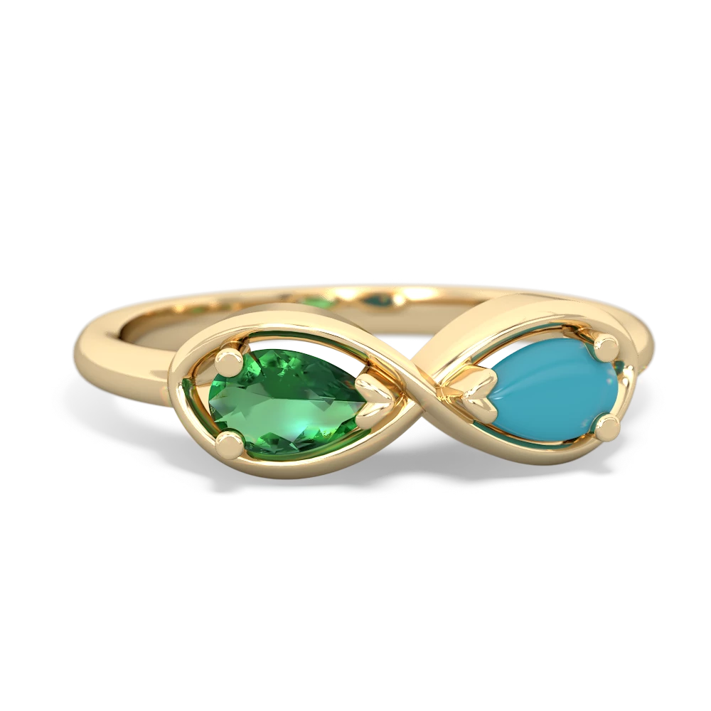 Lab Emerald Infinity 14K Yellow Gold ring R5050