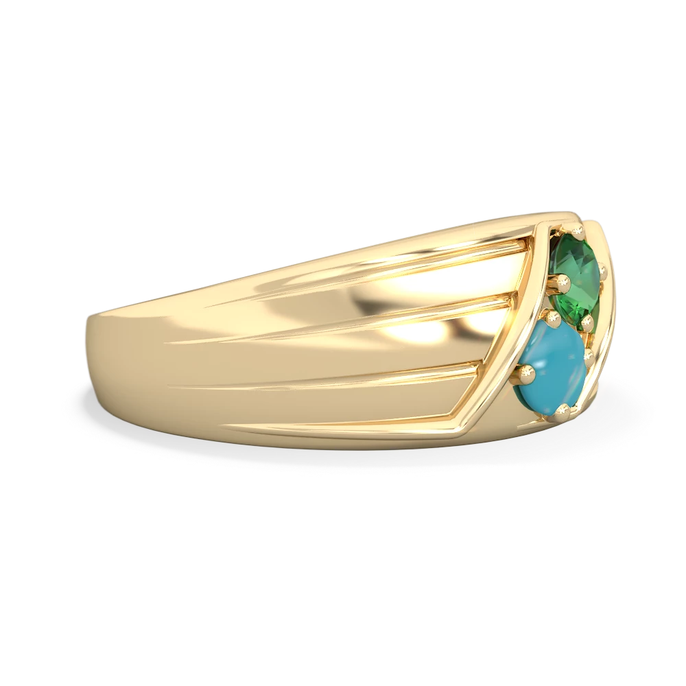 Lab Emerald Men's Streamline 14K Yellow Gold ring R0460