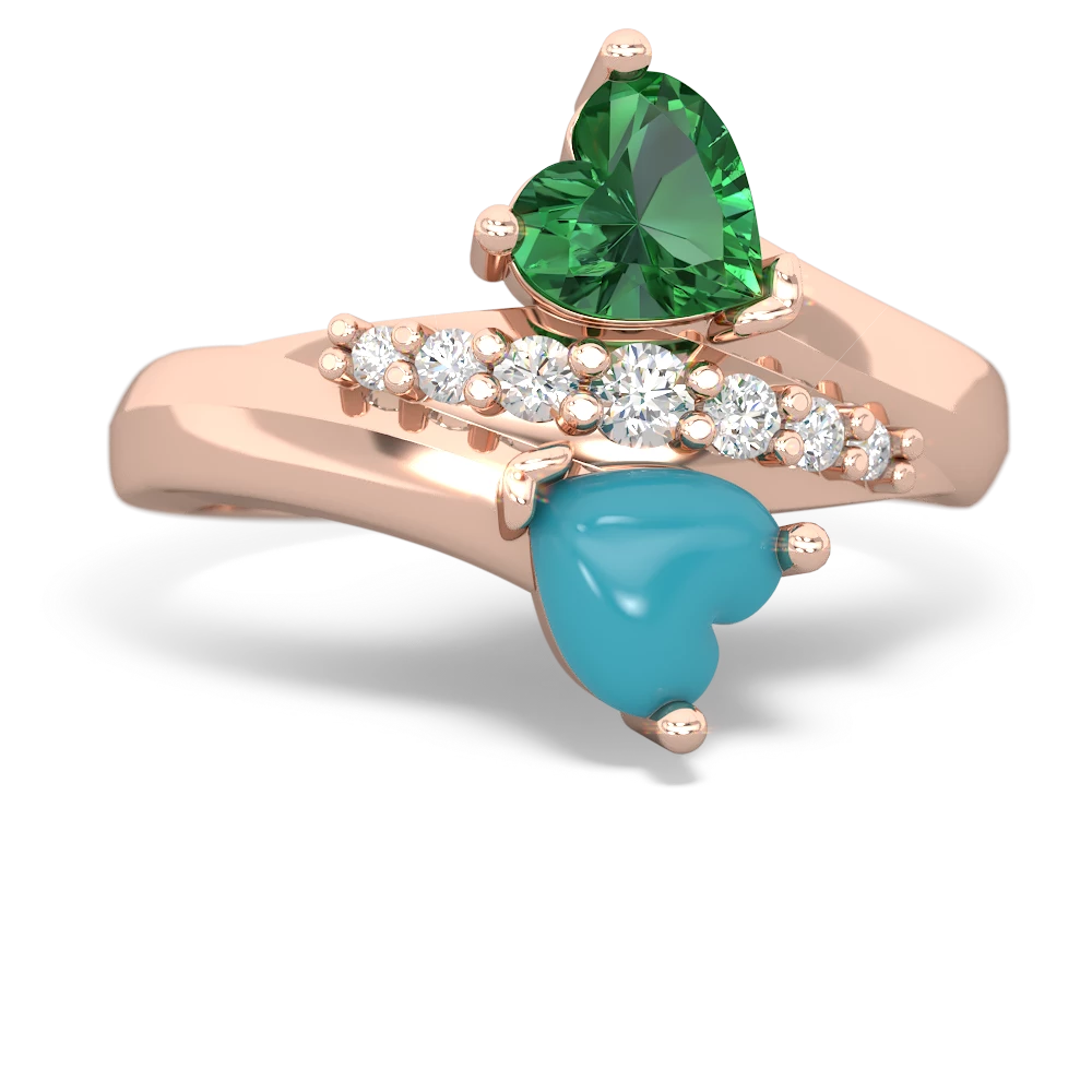 Lab Emerald Heart To Heart 14K Rose Gold ring R2064