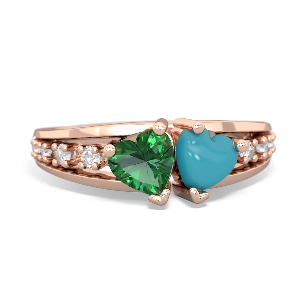 Lab Emerald Heart To Heart 14K Rose Gold ring R3342