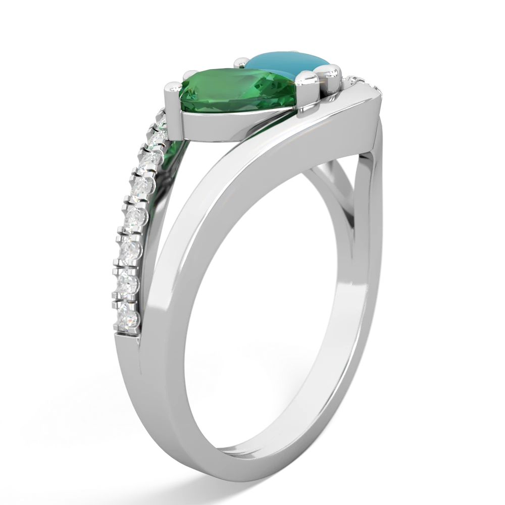 Lab Emerald Nestled Heart Keepsake 14K White Gold ring R5650