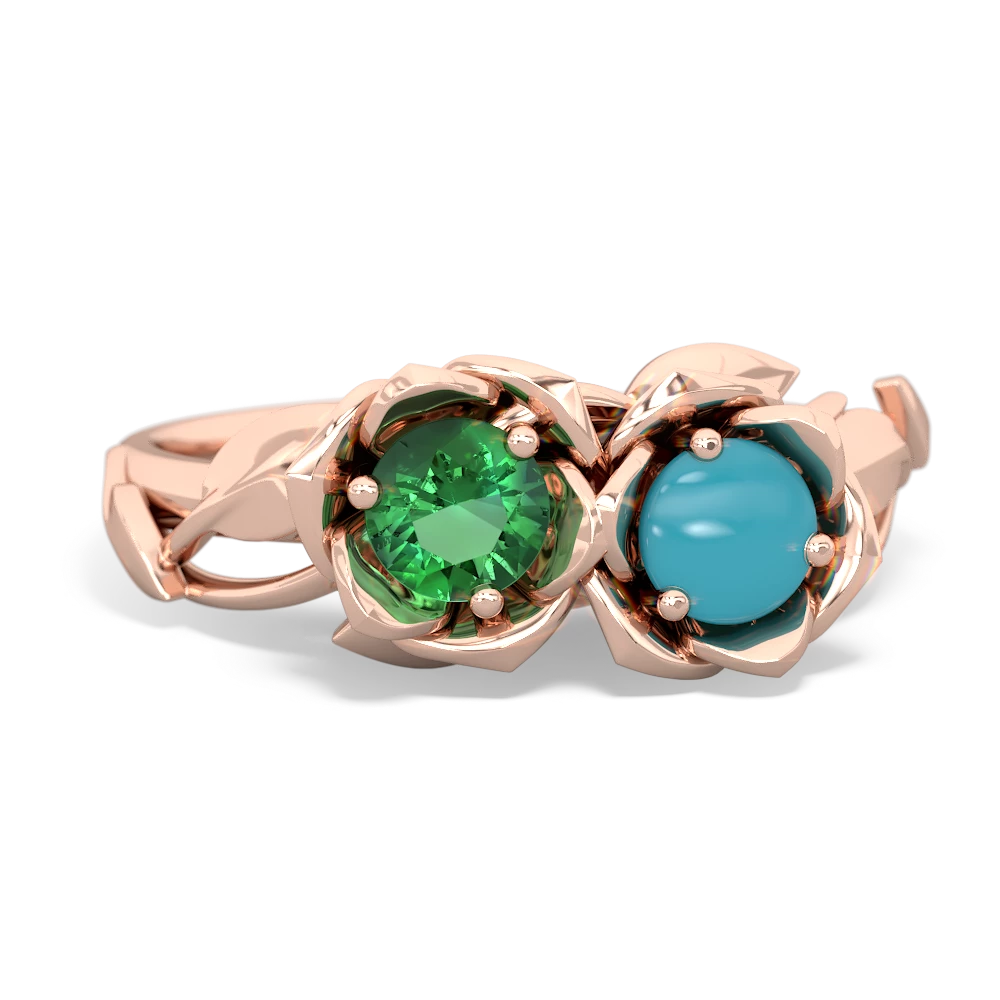 Lab Emerald Rose Garden 14K Rose Gold ring R5510